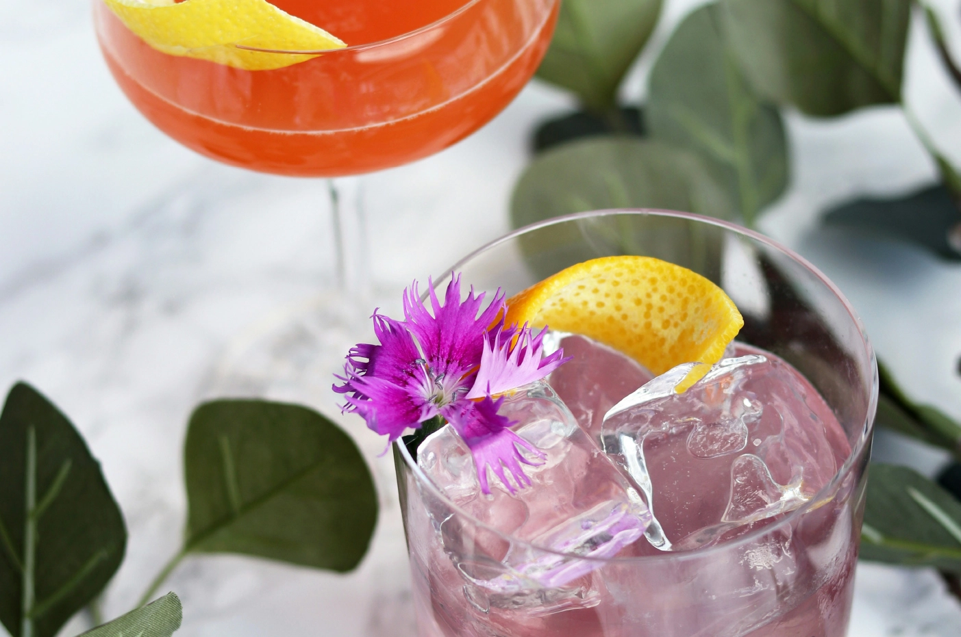 Colorful craft cocktails