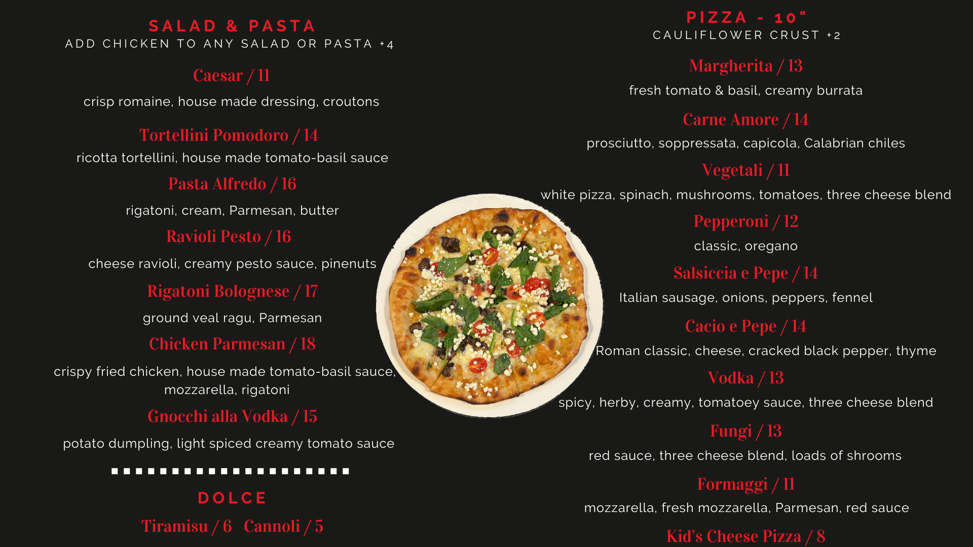 Palio Menu. Please go to Order Ahead link for up to date text menu.