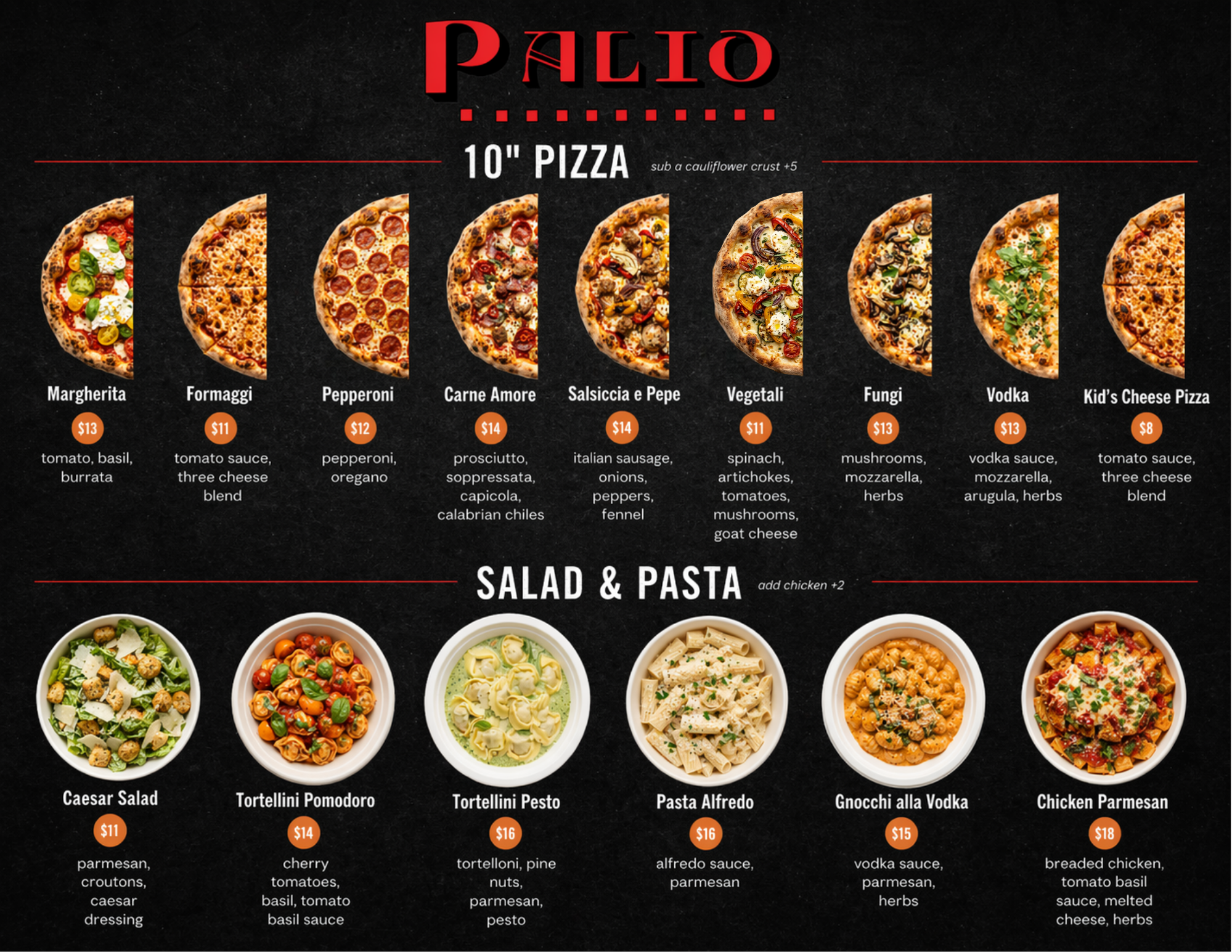 Palio Menu. Please go to Order Ahead link for up to date text menu.
