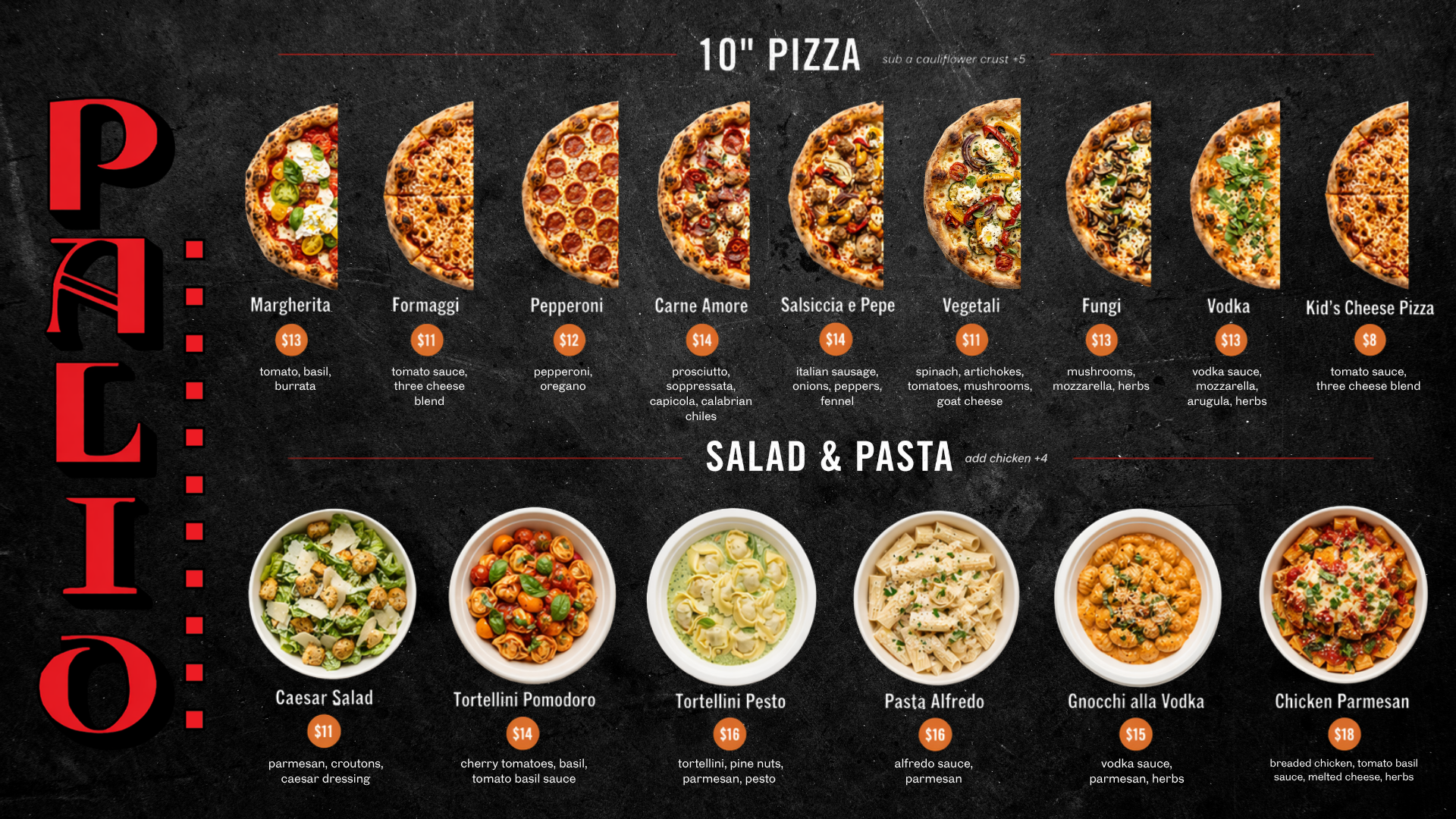 Palio Menu. Please go to Order Ahead link for up to date text menu.