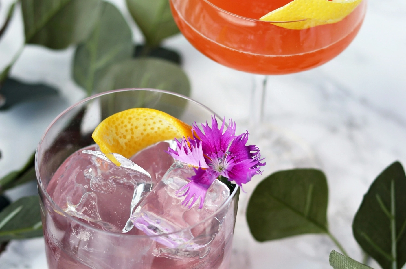 Colorful craft cocktails